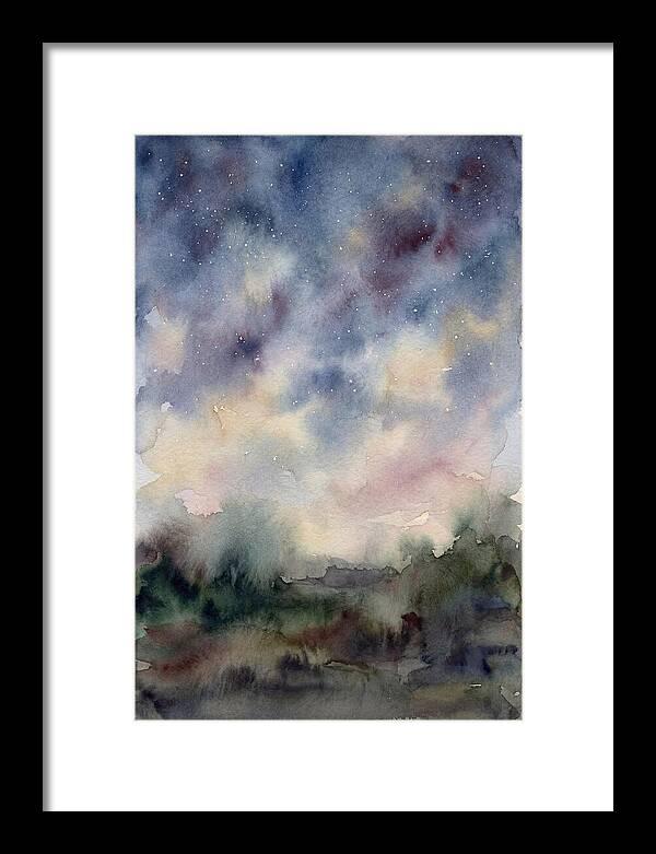 Starry Night Over Dark Landscape