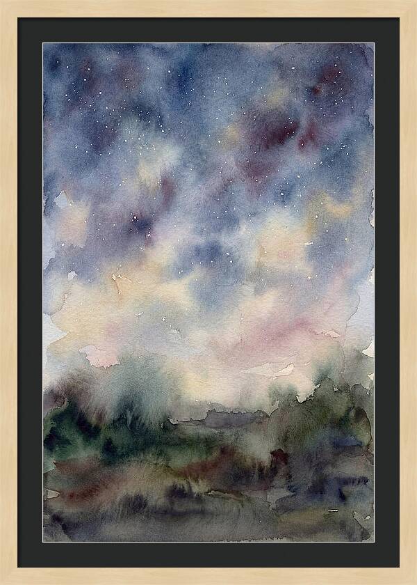 Starry Night Over Dark Landscape