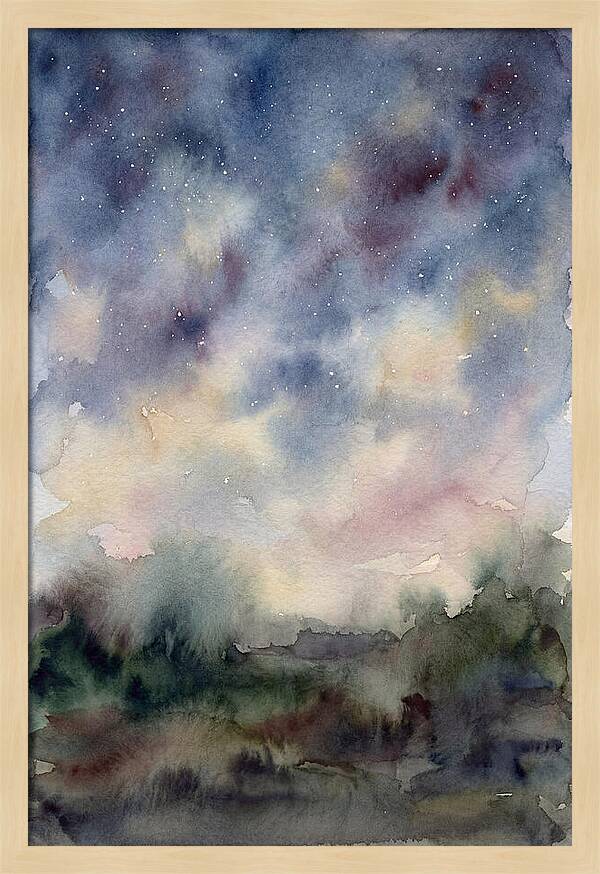 Starry Night Over Dark Landscape