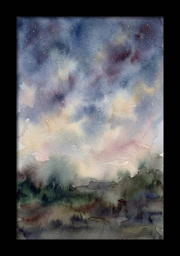Starry Night Over Dark Landscape