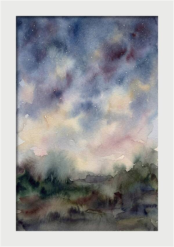 Starry Night Over Dark Landscape