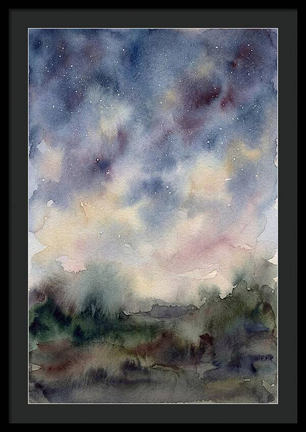 Starry Night Over Dark Landscape