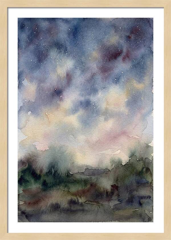 Starry Night Over Dark Landscape