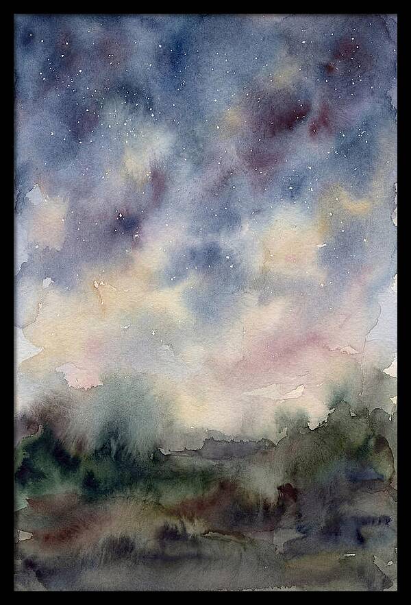 Starry Night Over Dark Landscape