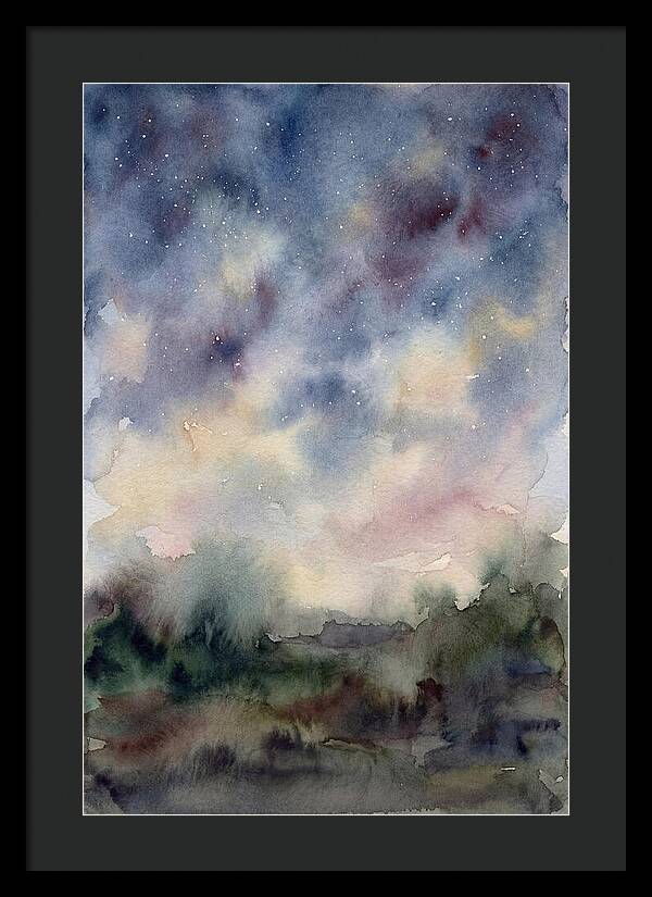 Starry Night Over Dark Landscape