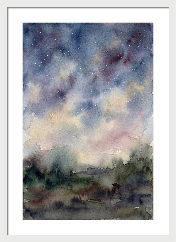 Starry Night Over Dark Landscape