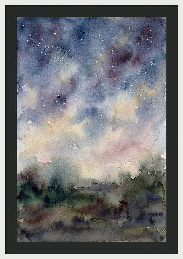 Starry Night Over Dark Landscape