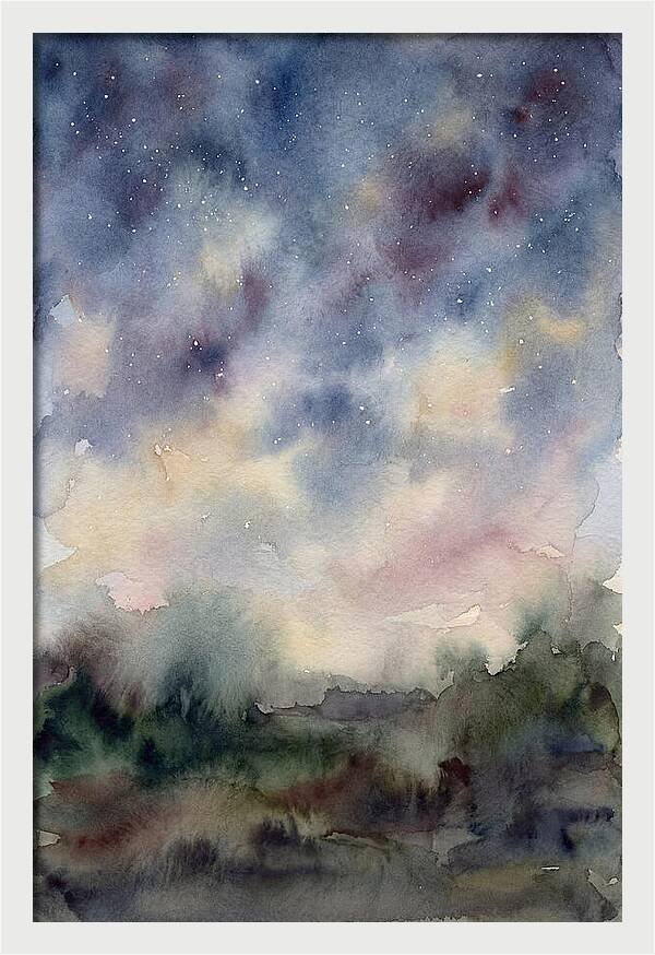 Starry Night Over Dark Landscape