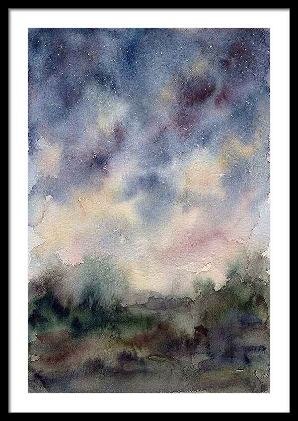 Starry Night Over Dark Landscape