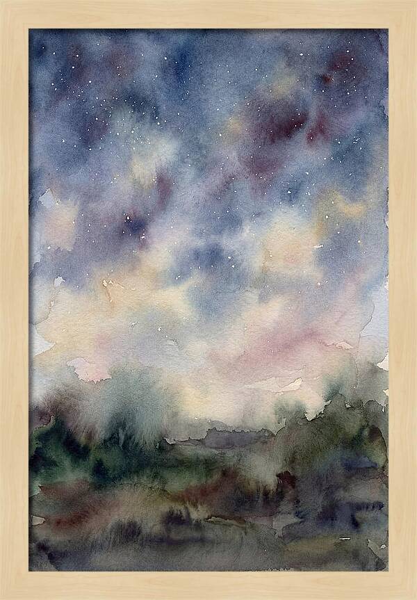 Starry Night Over Dark Landscape