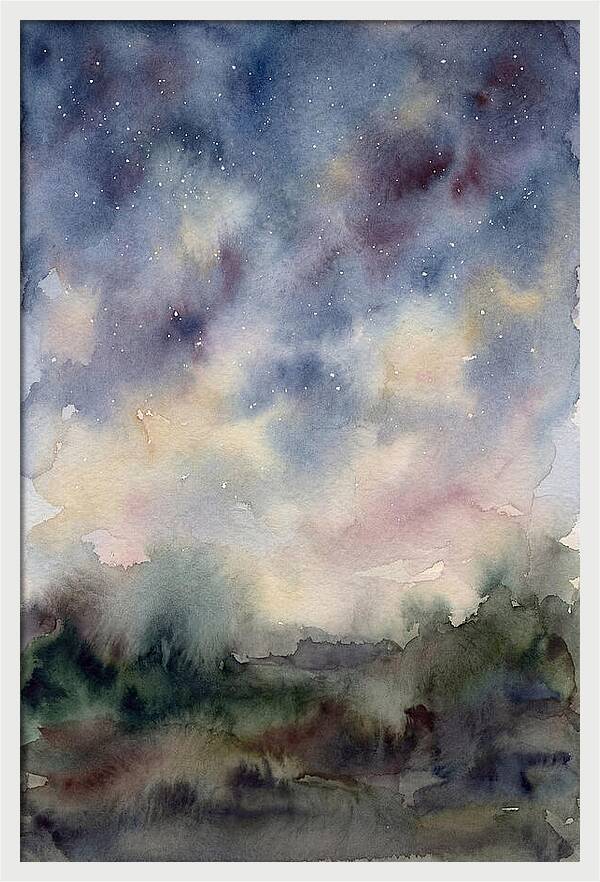 Starry Night Over Dark Landscape
