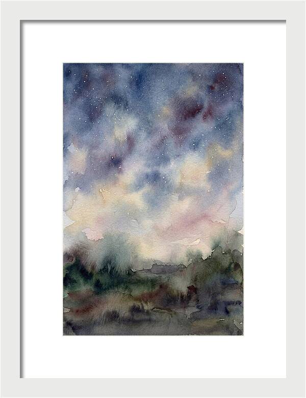 Starry Night Over Dark Landscape