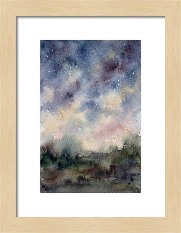 Starry Night Over Dark Landscape