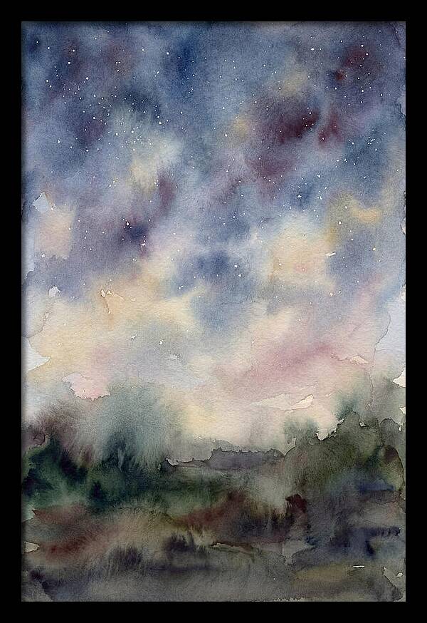 Starry Night Over Dark Landscape