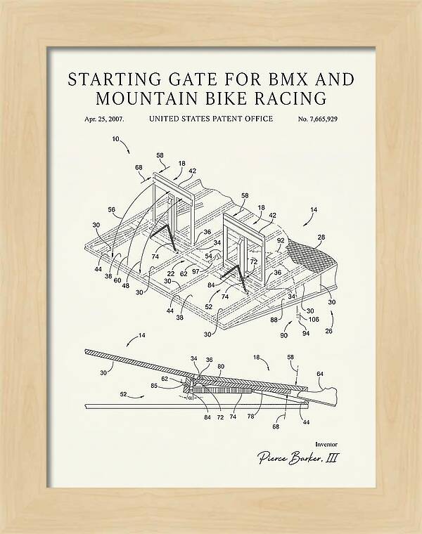 Starting Gate For Bmx And Mountain Bike Racing Minimalist Patent Us7665929b2