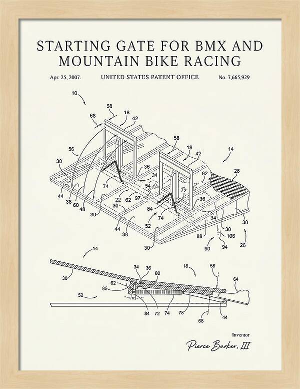 Starting Gate For Bmx And Mountain Bike Racing Minimalist Patent Us7665929b2
