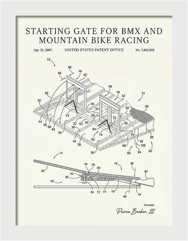 Starting Gate For Bmx And Mountain Bike Racing Minimalist Patent Us7665929b2