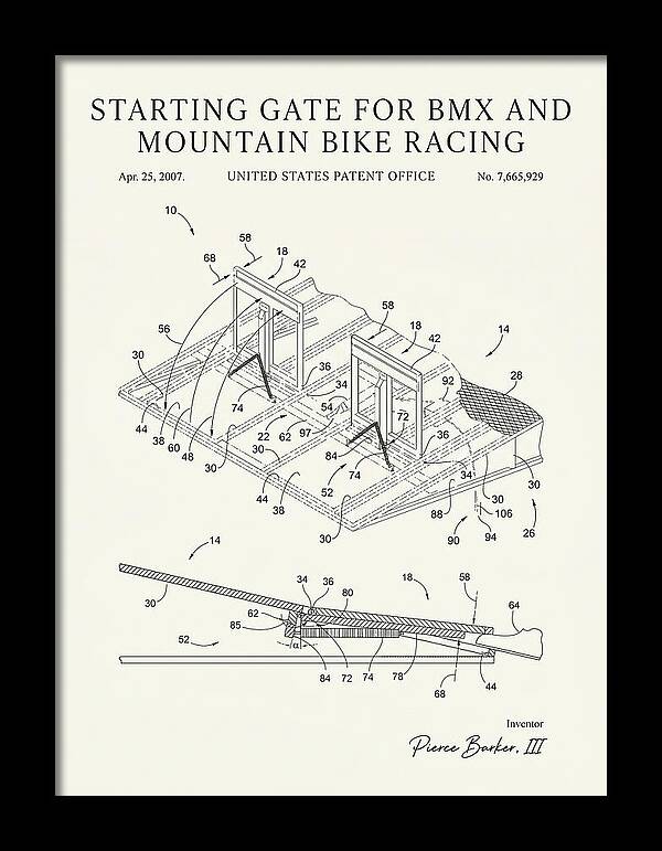 Starting Gate For Bmx And Mountain Bike Racing Minimalist Patent Us7665929b2