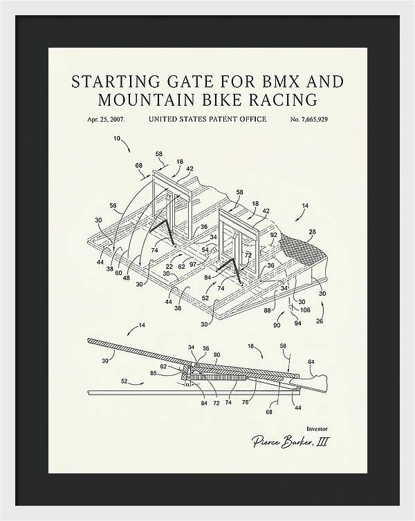 Starting Gate For Bmx And Mountain Bike Racing Minimalist Patent Us7665929b2
