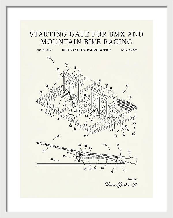 Starting Gate For Bmx And Mountain Bike Racing Minimalist Patent Us7665929b2
