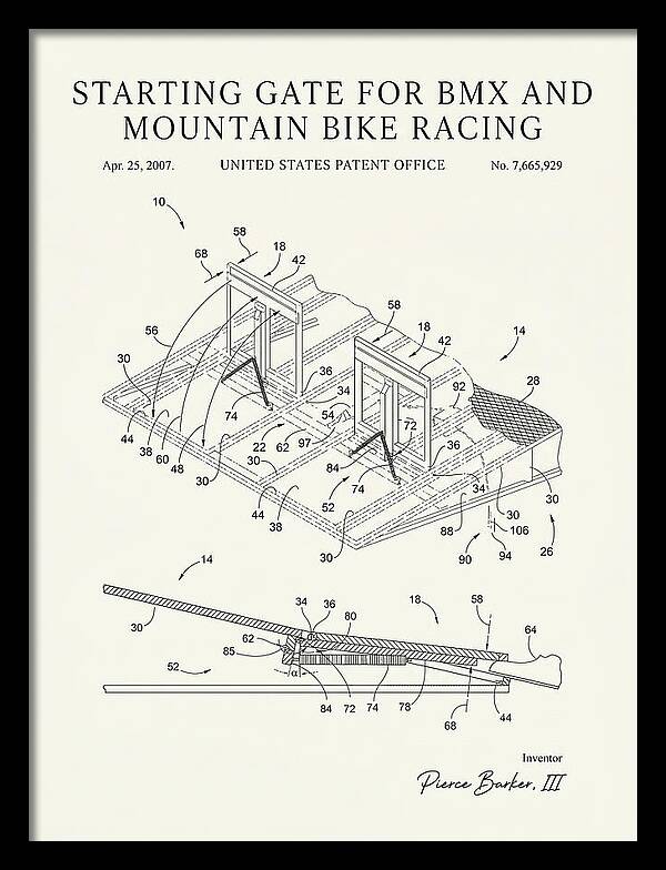 Starting Gate For Bmx And Mountain Bike Racing Minimalist Patent Us7665929b2