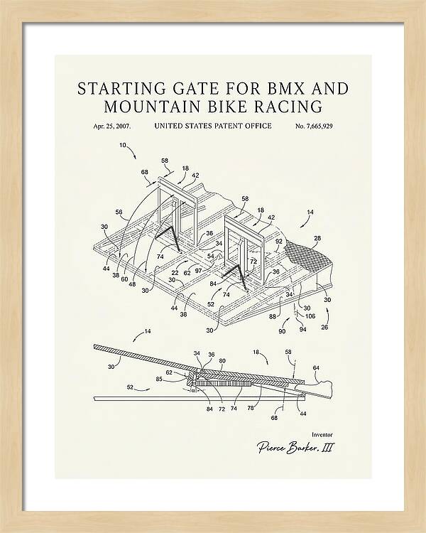 Starting Gate For Bmx And Mountain Bike Racing Minimalist Patent Us7665929b2