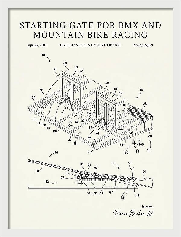 Starting Gate For Bmx And Mountain Bike Racing Minimalist Patent Us7665929b2