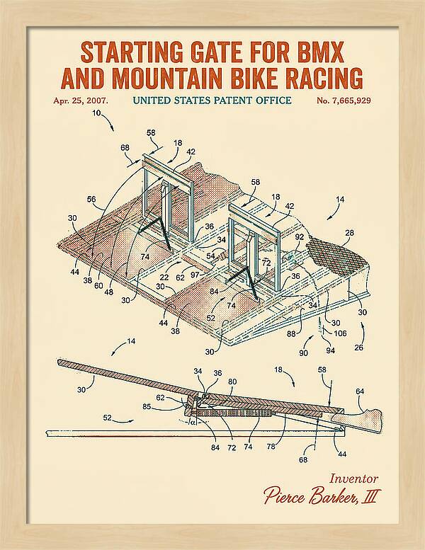 Starting Gate For Bmx And Mountain Bike Racing Retro Patent Us7665929b2