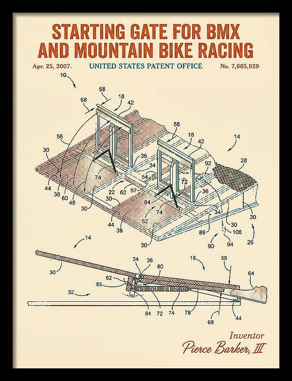 Starting Gate For Bmx And Mountain Bike Racing Retro Patent Us7665929b2