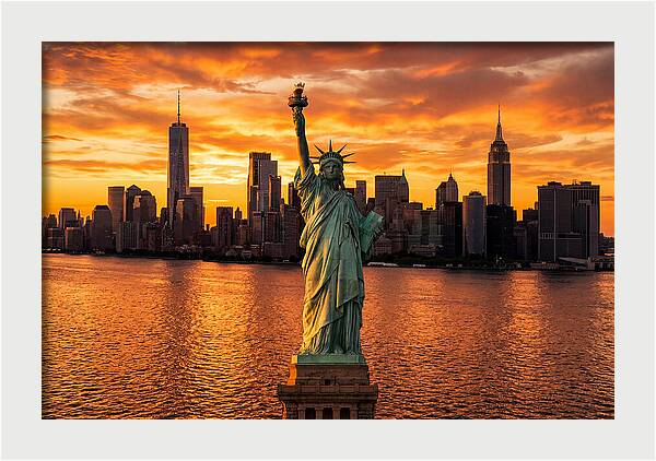 Statue Of Liberty At Golden Hour