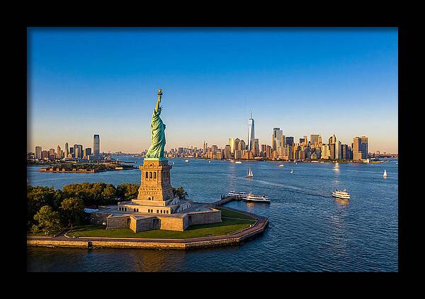 Statue Of Liberty At Sunset
