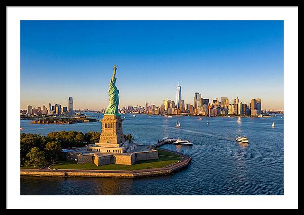 Statue Of Liberty At Sunset