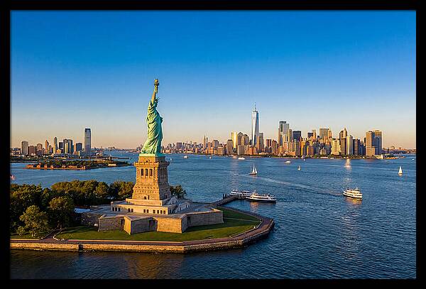 Statue Of Liberty At Sunset