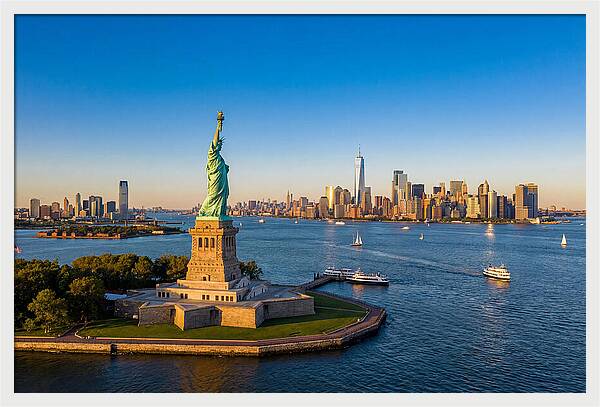Statue Of Liberty At Sunset