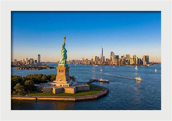 Statue Of Liberty At Sunset