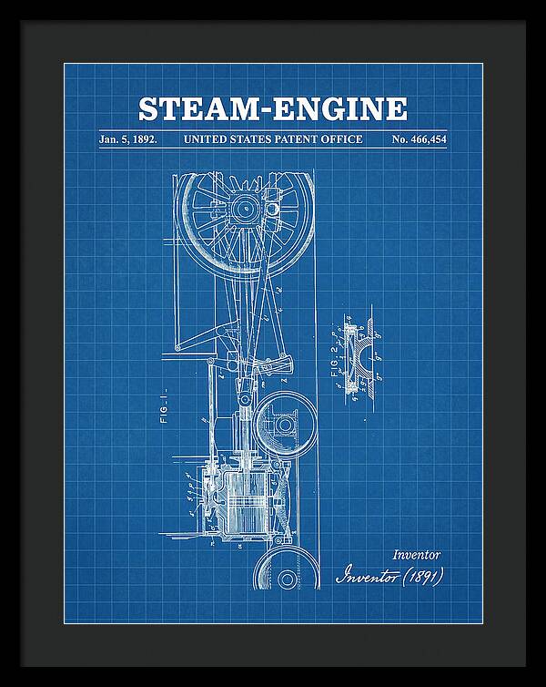 Steam Engine Blueprint Patent Us466454