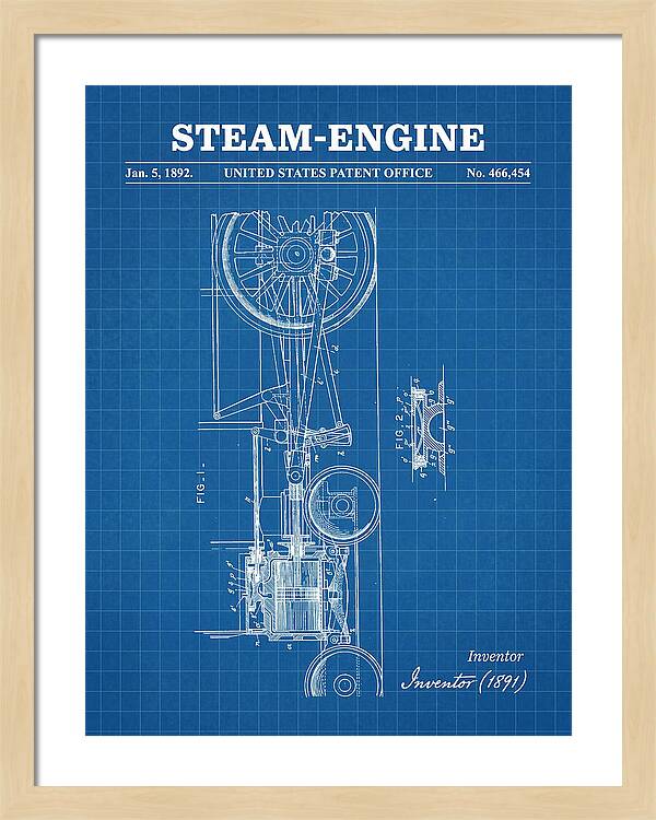Steam Engine Blueprint Patent Us466454