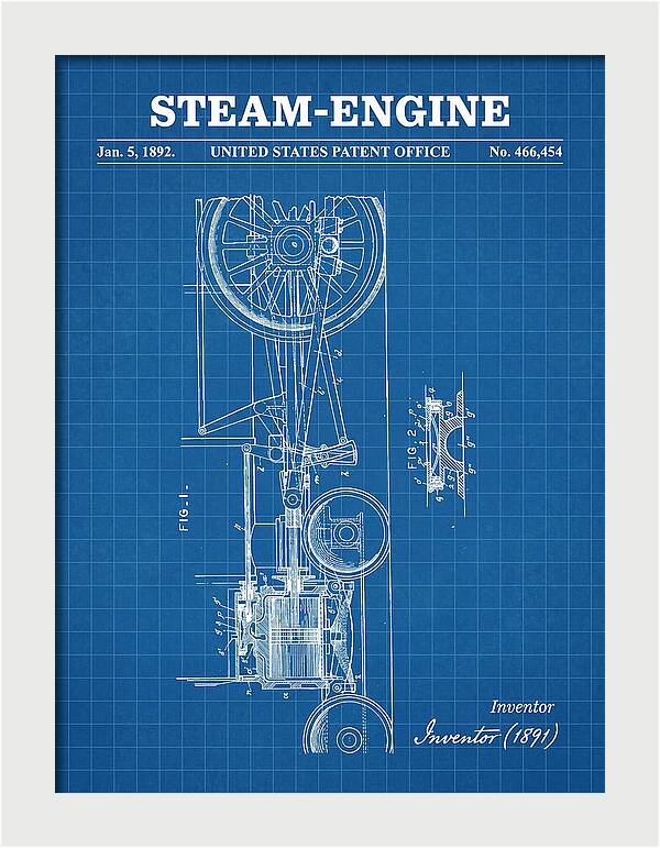 Steam Engine Blueprint Patent Us466454