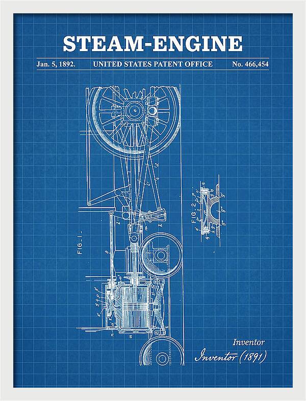 Steam Engine Blueprint Patent Us466454