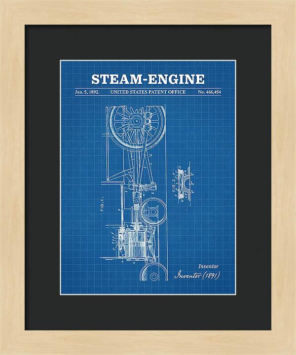 Steam Engine Blueprint Patent Us466454