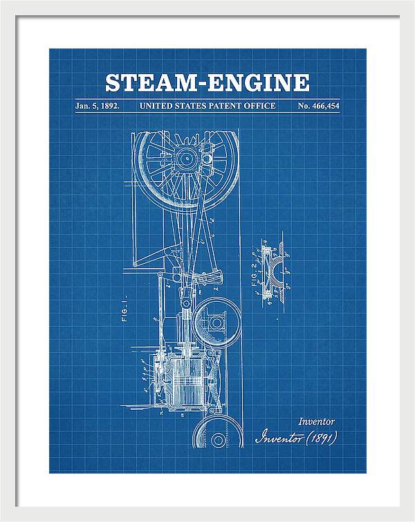 Steam Engine Blueprint Patent Us466454