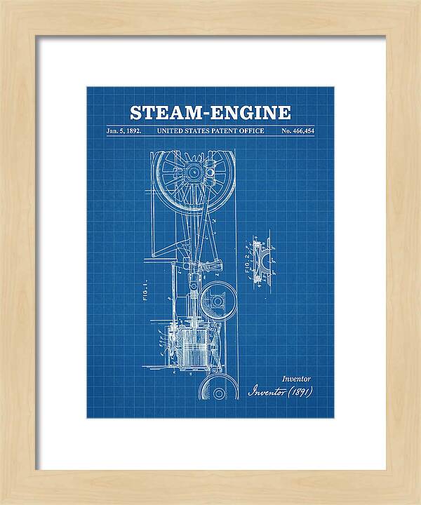 Steam Engine Blueprint Patent Us466454
