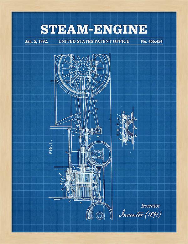 Steam Engine Blueprint Patent Us466454