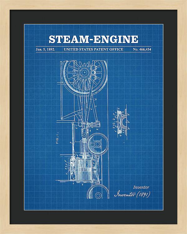 Steam Engine Blueprint Patent Us466454