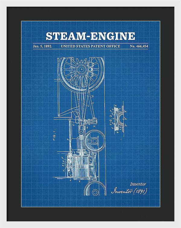 Steam Engine Blueprint Patent Us466454
