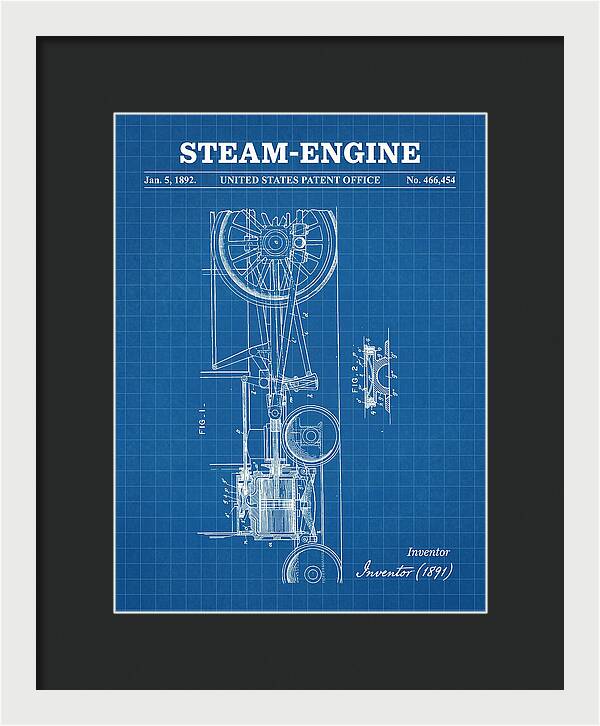Steam Engine Blueprint Patent Us466454