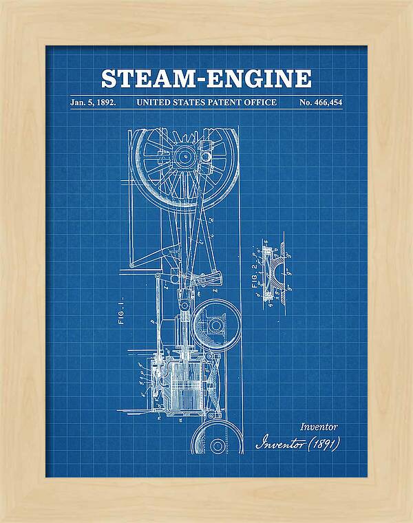 Steam Engine Blueprint Patent Us466454