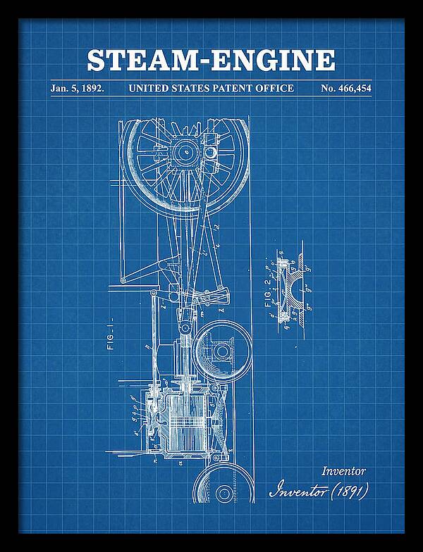 Steam Engine Blueprint Patent Us466454