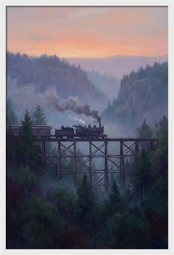 Steam Engine Crossing Trestle