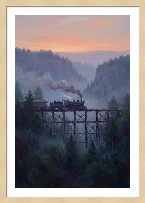 Steam Engine Crossing Trestle